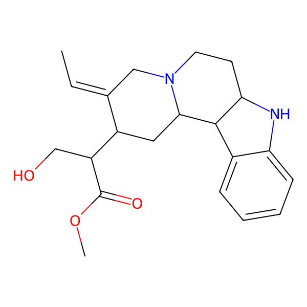 2D Structure of methyl (2R)-2-[(2R,3E,7aS,12bS,12cS)-3-ethylidene-2,4,6,7,7a,8,12b,12c-octahydro-1H-indolo[3,2-a]quinolizin-2-yl]-3-hydroxypropanoate