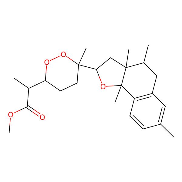2D Structure of methyl (2S)-2-[(3R,6R)-6-[(2S,3aS,4R,9bS)-3a,4,7,9b-tetramethyl-2,3,4,5-tetrahydrobenzo[g][1]benzofuran-2-yl]-6-methyldioxan-3-yl]propanoate