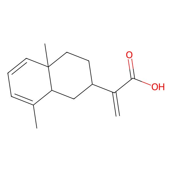 2D Structure of 2-Naphthaleneacetic acid, 1,2,3,4,4a,8a-hexahydro-4a,8-dimethyl-alpha-methylene-, [2R-(2alpha,4aalpha,8abeta)]-