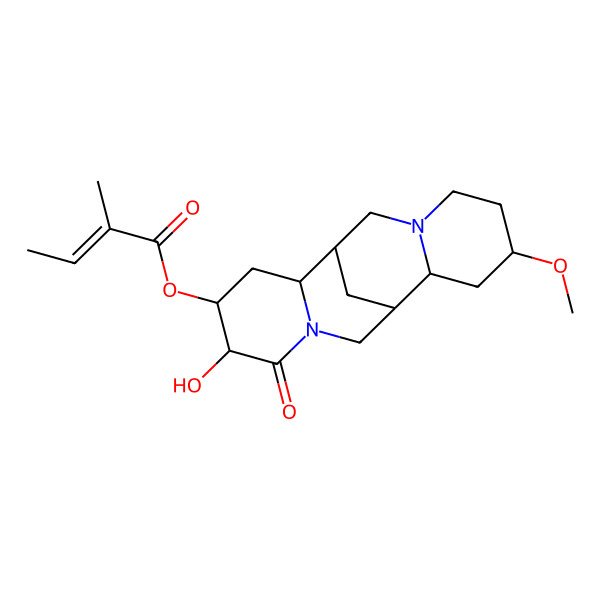 2D Structure of (5-Hydroxy-12-methoxy-6-oxo-7,15-diazatetracyclo[7.7.1.02,7.010,15]heptadecan-4-yl) 2-methylbut-2-enoate