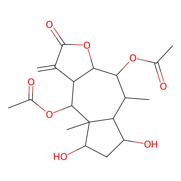 2D Structure of [(3aR,4R,5S,5aS,6S,8S,8aS,9R,9aS)-9-acetyloxy-6,8-dihydroxy-5,8a-dimethyl-1-methylidene-2-oxo-4,5,5a,6,7,8,9,9a-octahydro-3aH-azuleno[6,7-b]furan-4-yl] acetate