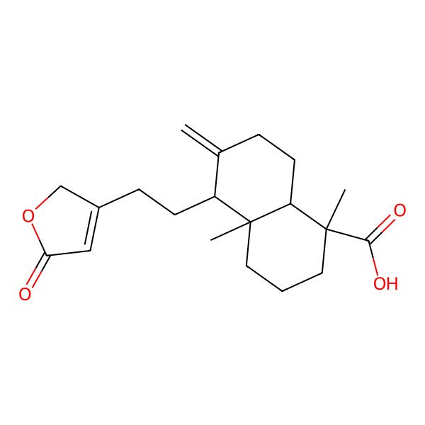 2D Structure of (1S,4aS,5R,8aS)-1,4a-dimethyl-6-methylidene-5-[2-(5-oxo-2H-furan-3-yl)ethyl]-3,4,5,7,8,8a-hexahydro-2H-naphthalene-1-carboxylic acid