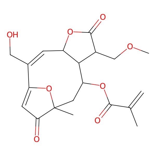 2D Structure of [(2Z,4R,7R,8R,9R,11R)-2-(hydroxymethyl)-7-(methoxymethyl)-11-methyl-6,12-dioxo-5,14-dioxatricyclo[9.2.1.04,8]tetradeca-1(13),2-dien-9-yl] 2-methylprop-2-enoate