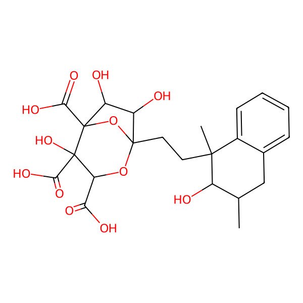2D Structure of 4,6,7-trihydroxy-1-[2-(2-hydroxy-1,3-dimethyl-3,4-dihydro-2H-naphthalen-1-yl)ethyl]-2,8-dioxabicyclo[3.2.1]octane-3,4,5-tricarboxylic acid