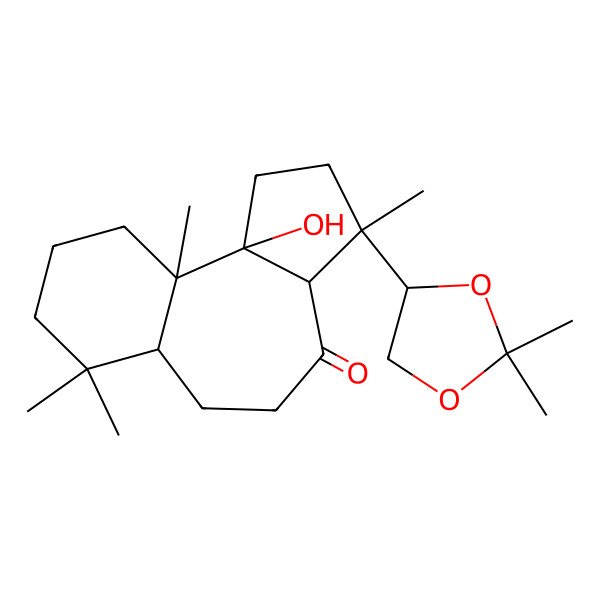 2D Structure of (3S,3aS,6aS,10aS,10bR)-3-[(4R)-2,2-dimethyl-1,3-dioxolan-4-yl]-10b-hydroxy-3,7,7,10a-tetramethyl-2,3a,5,6,6a,8,9,10-octahydro-1H-benzo[e]azulen-4-one