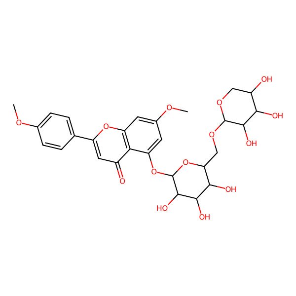 2D Structure of 7,4'-Di-O-methylapigenin 5-O-xylosylglucoside
