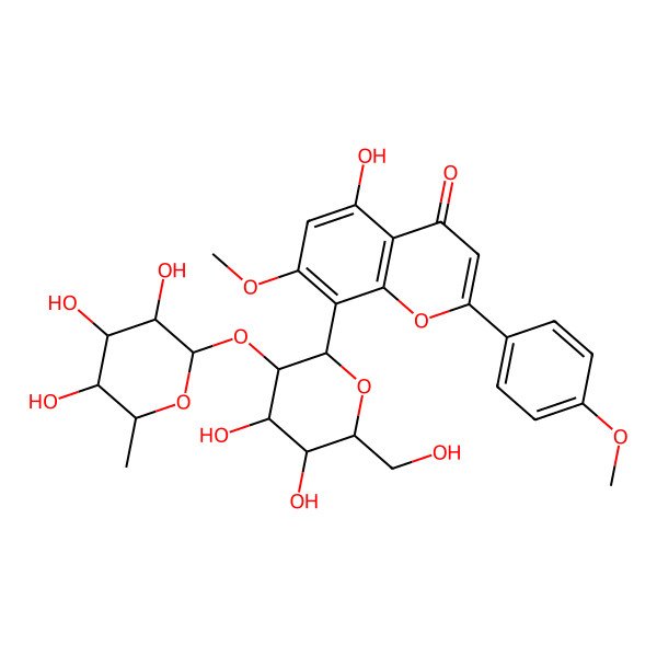 2D Structure of 7,4'-Di-O-methylvitexin 2''-O-rhamnoside 2D Structure of 7,4'-Di-O-methylvitexin 2''-O-rhamnoside