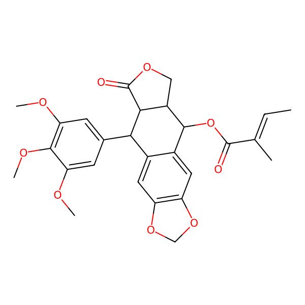 2D Structure of [8-oxo-9-(3,4,5-trimethoxyphenyl)-5a,6,8a,9-tetrahydro-5H-[2]benzofuro[5,6-f][1,3]benzodioxol-5-yl] 2-methylbut-2-enoate