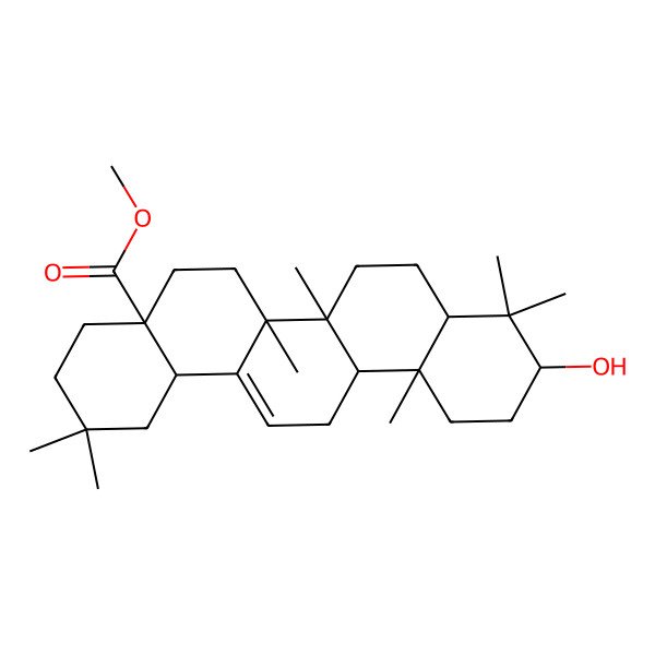 2D Structure of methyl (4aR,6aS,6aS,6bR,8aR,10S,12aR,14bS)-10-hydroxy-2,2,6a,6b,9,9,12a-heptamethyl-1,3,4,5,6,6a,7,8,8a,10,11,12,13,14b-tetradecahydropicene-4a-carboxylate