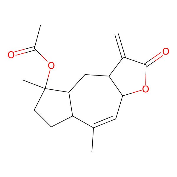 2D Structure of [(3aR,5aR,8S,8aR,9aR)-5,8-dimethyl-1-methylidene-2-oxo-5a,6,7,8a,9,9a-hexahydro-3aH-azuleno[6,7-b]furan-8-yl] acetate