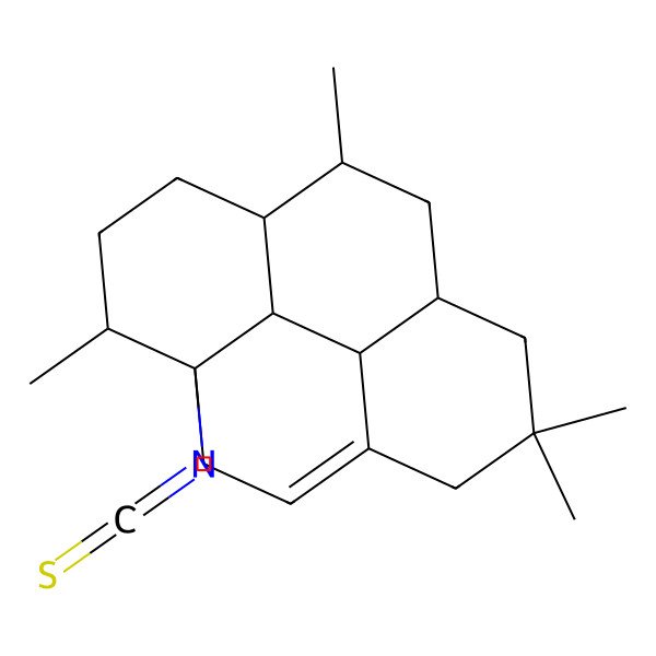 2D Structure of (1S,3aR,4S,5aS,10aS,10bS,10cS)-10a-isothiocyanato-1,4,7,7-tetramethyl-1,2,3,3a,4,5,5a,6,8,10,10b,10c-dodecahydropyrene
