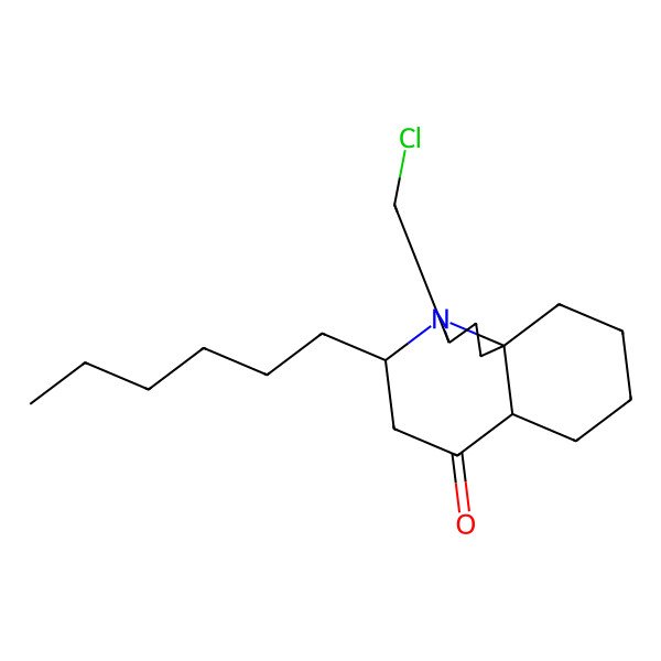 2D Structure of (3R,5S,7aR,11aR)-3-(chloromethyl)-5-hexyl-1,2,3,5,6,7a,8,9,10,11-decahydropyrrolo[2,1-j]quinolin-7-one