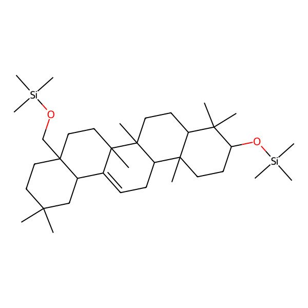 2D Structure of [(4aS,6aR,6aS,6bR,8aR,10S,12aR,14bS)-2,2,6a,6b,9,9,12a-heptamethyl-10-trimethylsilyloxy-1,3,4,5,6,6a,7,8,8a,10,11,12,13,14b-tetradecahydropicen-4a-yl]methoxy-trimethylsilane