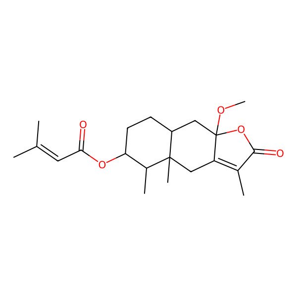 2D Structure of [(4aS,5R,6S,8aR,9aR)-9a-methoxy-3,4a,5-trimethyl-2-oxo-5,6,7,8,8a,9-hexahydro-4H-benzo[f][1]benzofuran-6-yl] 3-methylbut-2-enoate