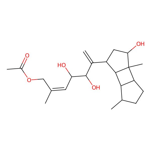 2D Structure of [(2Z,4S,5S)-4,5-dihydroxy-6-[(1R,2R,3R,5R,6R,7S,10R)-5-hydroxy-6,10-dimethyl-3-tricyclo[5.3.0.02,6]decanyl]-2-methylhepta-2,6-dienyl] acetate