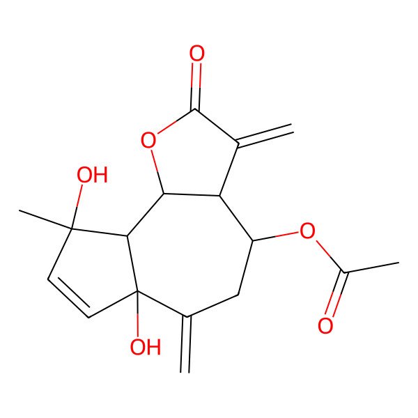 2D Structure of [(4S,6aR,9S,9aS,9bS)-6a,9-dihydroxy-9-methyl-3,6-dimethylidene-2-oxo-4,5,9a,9b-tetrahydro-3aH-azuleno[4,5-b]furan-4-yl] acetate