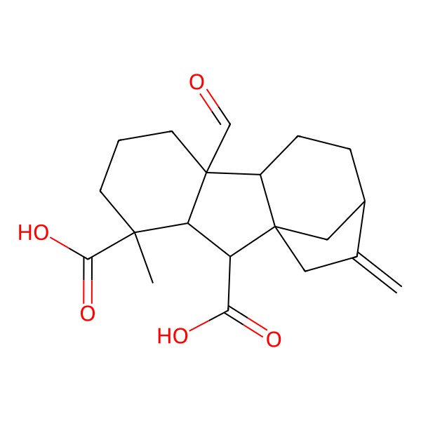 2D Structure of (1R,2S,3S,4R,8R,9S,12R)-8-formyl-4-methyl-13-methylidenetetracyclo[10.2.1.01,9.03,8]pentadecane-2,4-dicarboxylic acid