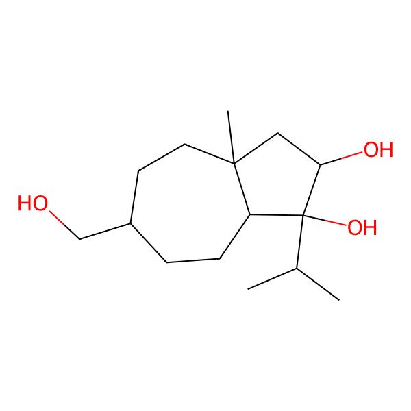 2D Structure of (1R,2S,3aS,6S,8aR)-6-(hydroxymethyl)-3a-methyl-1-propan-2-yl-2,3,4,5,6,7,8,8a-octahydroazulene-1,2-diol