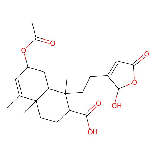 2D Structure of (1R,2R,4aR,7R,8aR)-7-acetyloxy-1-[2-[(2R)-2-hydroxy-5-oxo-2H-furan-3-yl]ethyl]-1,4a,5-trimethyl-2,3,4,7,8,8a-hexahydronaphthalene-2-carboxylic acid