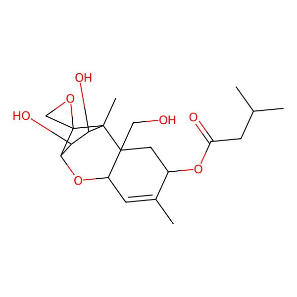 2D Structure of [(1S,2R,4S,7R,10R,11S,12R)-10,11-dihydroxy-2-(hydroxymethyl)-1,5-dimethylspiro[8-oxatricyclo[7.2.1.02,7]dodec-5-ene-12,2'-oxirane]-4-yl] 3-methylbutanoate