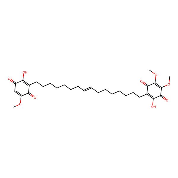 2D Structure of 2-Hydroxy-3-[16-(2-hydroxy-5-methoxy-3,6-dioxocyclohexa-1,4-dien-1-yl)hexadec-8-enyl]-5,6-dimethoxycyclohexa-2,5-diene-1,4-dione