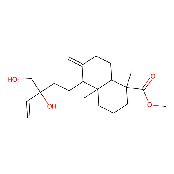2D Structure of methyl (1S,4aS,5R,8aS)-5-[(3R)-3-hydroxy-3-(hydroxymethyl)pent-4-enyl]-1,4a-dimethyl-6-methylidene-3,4,5,7,8,8a-hexahydro-2H-naphthalene-1-carboxylate