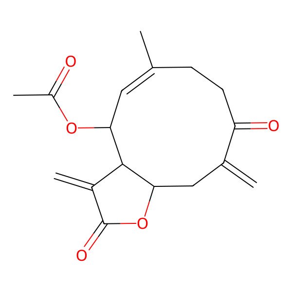 2D Structure of [(3aR,4R,5Z,11aS)-6-methyl-3,10-dimethylidene-2,9-dioxo-3a,4,7,8,11,11a-hexahydrocyclodeca[b]furan-4-yl] acetate