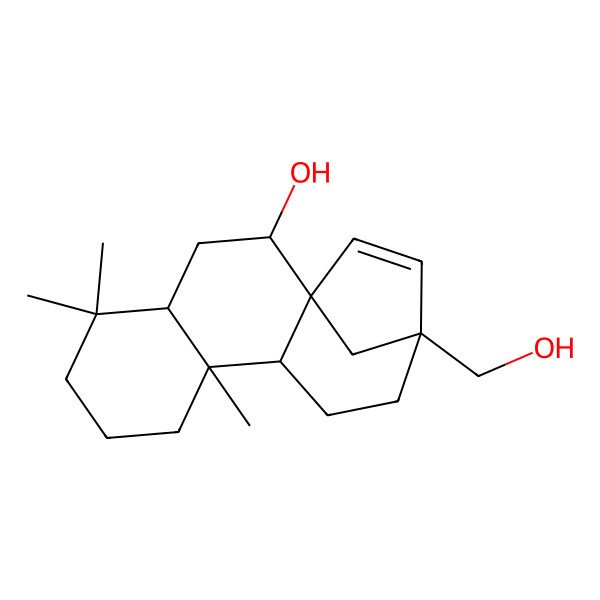 2D Structure of (1S,2S,4R,9R,10S,13R)-13-(hydroxymethyl)-5,5,9-trimethyltetracyclo[11.2.1.01,10.04,9]hexadec-14-en-2-ol