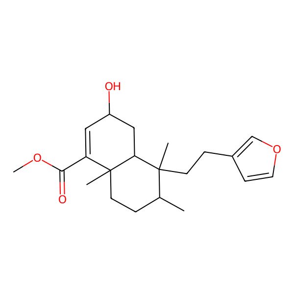 2D Structure of methyl (3R,4aS,5R,6R,8aR)-5-[2-(furan-3-yl)ethyl]-3-hydroxy-5,6,8a-trimethyl-3,4,4a,6,7,8-hexahydronaphthalene-1-carboxylate