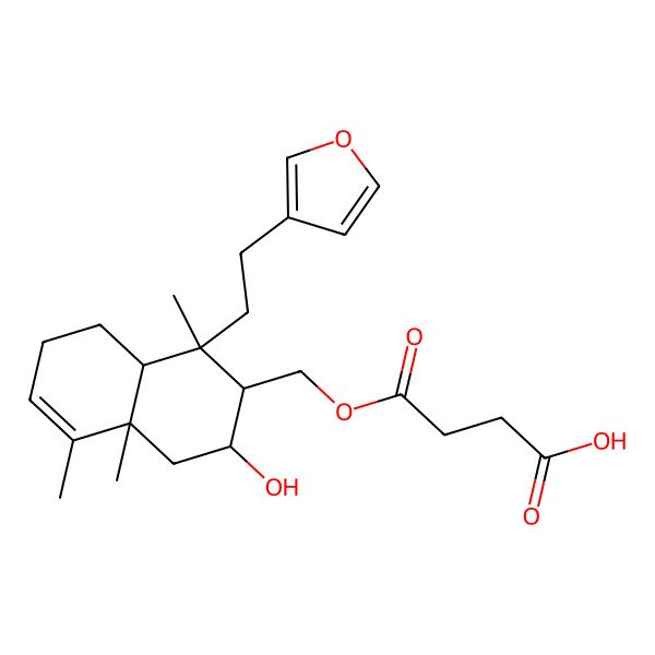 2D Structure of 4-[[(1R,2R,3S,4aR,8aR)-1-[2-(furan-3-yl)ethyl]-3-hydroxy-1,4a,5-trimethyl-2,3,4,7,8,8a-hexahydronaphthalen-2-yl]methoxy]-4-oxobutanoic acid