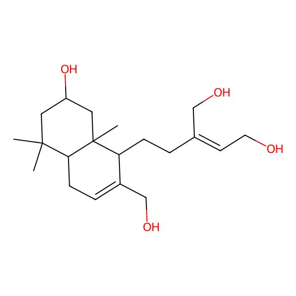 2D Structure of 2-[2-[7-Hydroxy-2-(hydroxymethyl)-5,5,8a-trimethyl-1,4,4a,6,7,8-hexahydronaphthalen-1-yl]ethyl]but-2-ene-1,4-diol