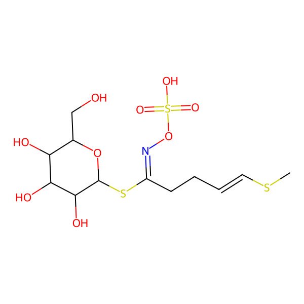 2D Structure of [(2S,3R,4S,5S,6R)-3,4,5-trihydroxy-6-(hydroxymethyl)oxan-2-yl] (E,1Z)-5-methylsulfanyl-N-sulfooxypent-4-enimidothioate