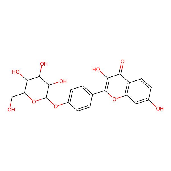 2D Structure of 3,7-dihydroxy-2-[4-[(2S,3R,4S,5S,6R)-3,4,5-trihydroxy-6-(hydroxymethyl)oxan-2-yl]oxyphenyl]chromen-4-one