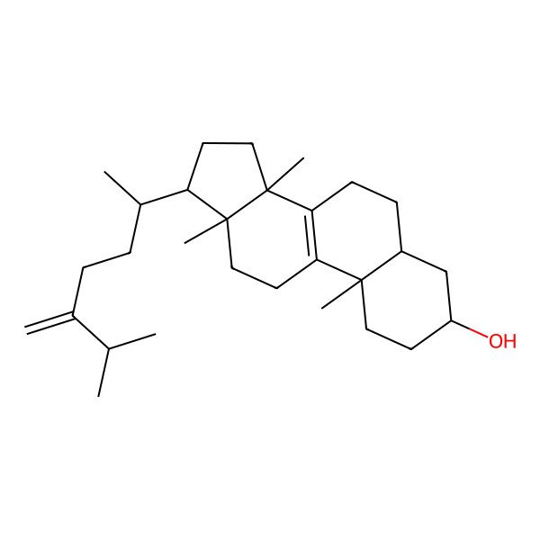 2D Structure of (3S,5R,10S,13R,14R,17R)-10,13,14-trimethyl-17-[(2R)-6-methyl-5-methylideneheptan-2-yl]-1,2,3,4,5,6,7,11,12,15,16,17-dodecahydrocyclopenta[a]phenanthren-3-ol