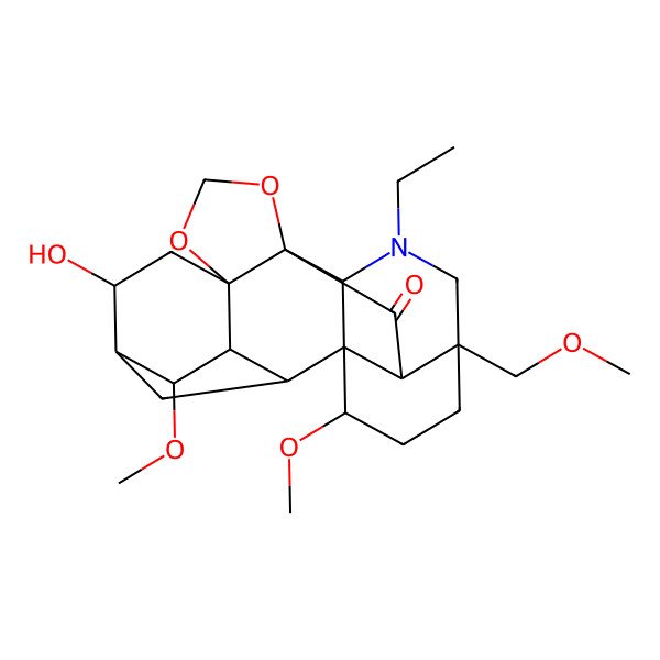 2D Structure of (1S,2R,3R,4S,5R,6S,8R,12R,13S,16S,19S,20R)-14-ethyl-6-hydroxy-4,19-dimethoxy-16-(methoxymethyl)-9,11-dioxa-14-azaheptacyclo[10.7.2.12,5.01,13.03,8.08,12.016,20]docosan-21-one