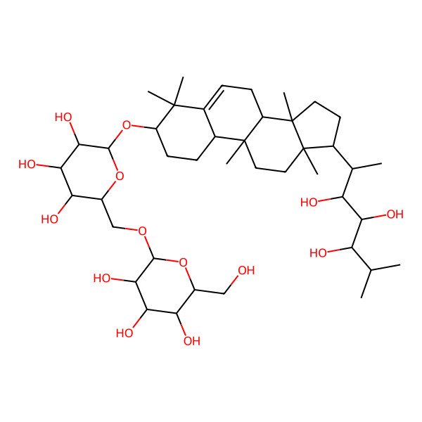 2D Structure of 2-(hydroxymethyl)-6-[[3,4,5-trihydroxy-6-[[4,4,9,13,14-pentamethyl-17-(3,4,5-trihydroxy-6-methylheptan-2-yl)-2,3,7,8,10,11,12,15,16,17-decahydro-1H-cyclopenta[a]phenanthren-3-yl]oxy]oxan-2-yl]methoxy]oxane-3,4,5-triol