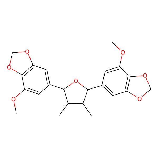2D Structure of 4-methoxy-6-[(2R,3R,4R,5S)-5-(7-methoxy-1,3-benzodioxol-5-yl)-3,4-dimethyloxolan-2-yl]-1,3-benzodioxole