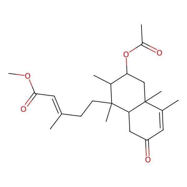 2D Structure of methyl (E)-5-[(1R,2S,3R,4aR,8aR)-3-acetyloxy-1,2,4a,5-tetramethyl-7-oxo-3,4,8,8a-tetrahydro-2H-naphthalen-1-yl]-3-methylpent-2-enoate