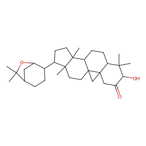 2D Structure of 15-(7,7-Dimethyl-6-oxabicyclo[3.2.1]octan-4-yl)-6-hydroxy-7,7,12,16-tetramethylpentacyclo[9.7.0.01,3.03,8.012,16]octadecan-5-one