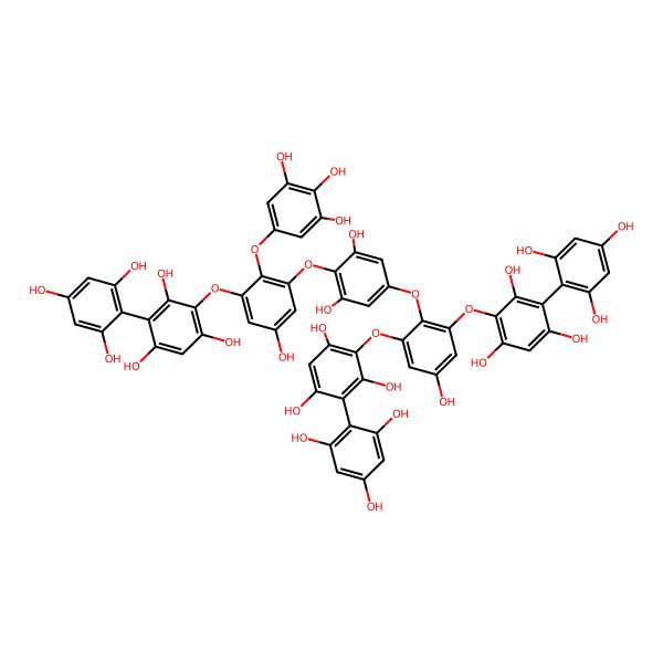 2D Structure of 2-[3-[2,6-Dihydroxy-4-[4-hydroxy-2,6-bis[2,4,6-trihydroxy-3-(2,4,6-trihydroxyphenyl)phenoxy]phenoxy]phenoxy]-5-hydroxy-2-(3,4,5-trihydroxyphenoxy)phenoxy]-4-(2,4,6-trihydroxyphenyl)benzene-1,3,5-triol