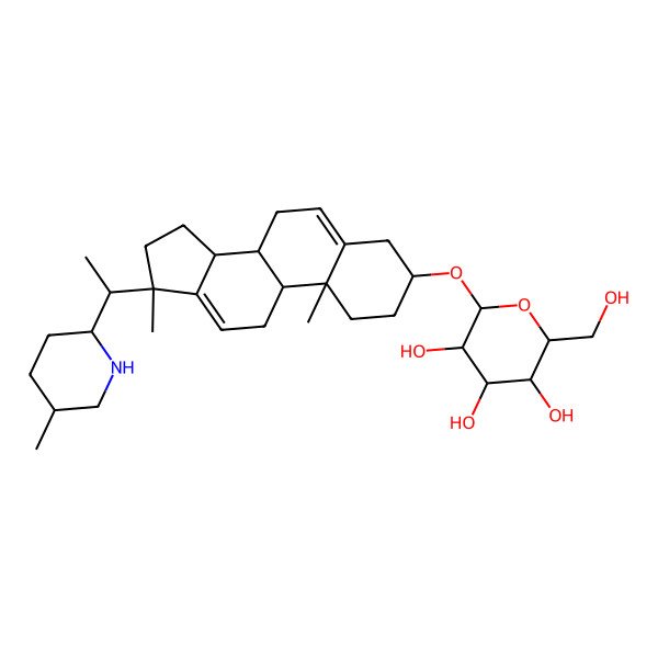 2D Structure of 2-[[10,17-dimethyl-17-[1-(5-methylpiperidin-2-yl)ethyl]-2,3,4,7,8,9,11,14,15,16-decahydro-1H-cyclopenta[a]phenanthren-3-yl]oxy]-6-(hydroxymethyl)oxane-3,4,5-triol