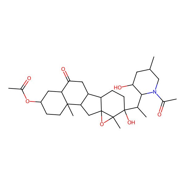 2D Structure of [5-[1-(1-Acetyl-3-hydroxy-5-methylpiperidin-2-yl)ethyl]-5-hydroxy-6,11-dimethyl-17-oxo-7-oxapentacyclo[8.8.0.02,8.06,8.011,16]octadecan-14-yl] acetate