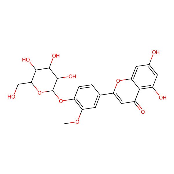 2D Structure of 5,7-dihydroxy-2-[3-methoxy-4-[(2R,3R,4S,5S,6R)-3,4,5-trihydroxy-6-(hydroxymethyl)oxan-2-yl]oxyphenyl]chromen-4-one