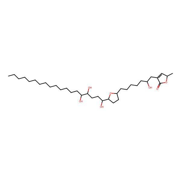 2D Structure of (2R)-4-[(2S)-2-hydroxy-7-[(2R,5R)-5-[(1S,4R,5R)-1,4,5-trihydroxynonadecyl]oxolan-2-yl]heptyl]-2-methyl-2H-furan-5-one