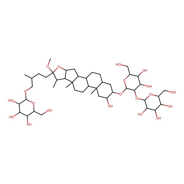 2D Structure of 2-[4-[16-[4,5-Dihydroxy-6-(hydroxymethyl)-3-[3,4,5-trihydroxy-6-(hydroxymethyl)oxan-2-yl]oxyoxan-2-yl]oxy-15-hydroxy-6-methoxy-7,9,13-trimethyl-5-oxapentacyclo[10.8.0.02,9.04,8.013,18]icosan-6-yl]-2-methylbutoxy]-6-(hydroxymethyl)oxane-3,4,5-triol