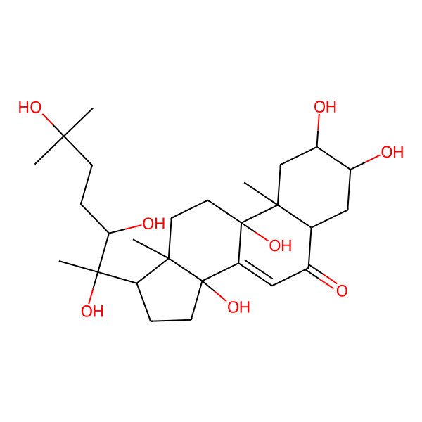 2D Structure of (2S,3R,5R,9S,10S,13R,14S,17R)-2,3,9,14-tetrahydroxy-10,13-dimethyl-17-[(2R,3R)-2,3,6-trihydroxy-6-methylheptan-2-yl]-1,2,3,4,5,11,12,15,16,17-decahydrocyclopenta[a]phenanthren-6-one