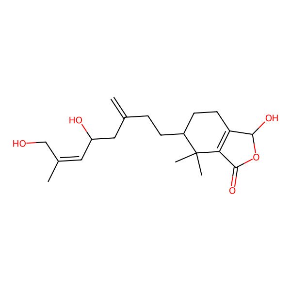 2D Structure of 6-(5,8-Dihydroxy-7-methyl-3-methylideneoct-6-enyl)-3-hydroxy-7,7-dimethyl-3,4,5,6-tetrahydro-2-benzofuran-1-one
