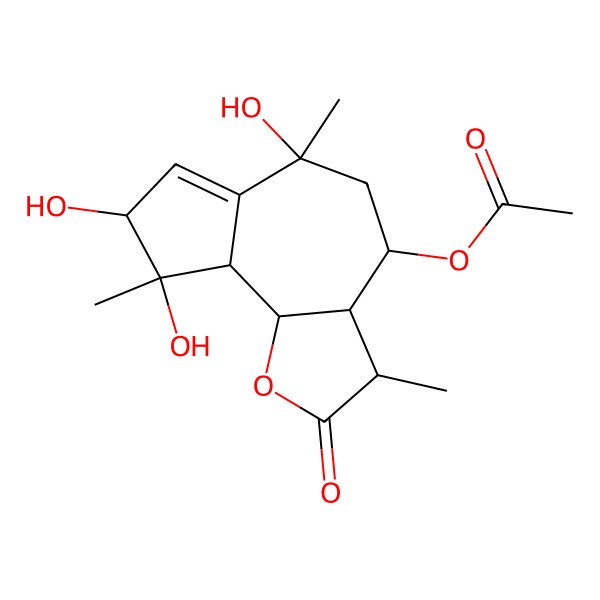 2D Structure of (6,8,9-trihydroxy-3,6,9-trimethyl-2-oxo-3a,4,5,8,9a,9b-hexahydro-3H-azuleno[4,5-b]furan-4-yl) acetate