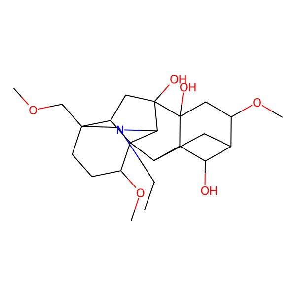 2D Structure of (1S,2R,3R,4S,5S,6S,8R,9R,10S,13S,16S,17R)-11-ethyl-6,16-dimethoxy-13-(methoxymethyl)-11-azahexacyclo[7.7.2.12,5.01,10.03,8.013,17]nonadecane-4,8,9-triol