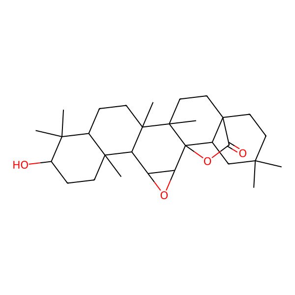 2D Structure of (1S,2S,4S,5R,6S,9R,11R,14R,15S,18S,23R)-9-hydroxy-6,10,10,14,15,21,21-heptamethyl-3,24-dioxaheptacyclo[16.5.2.01,15.02,4.05,14.06,11.018,23]pentacosan-25-one